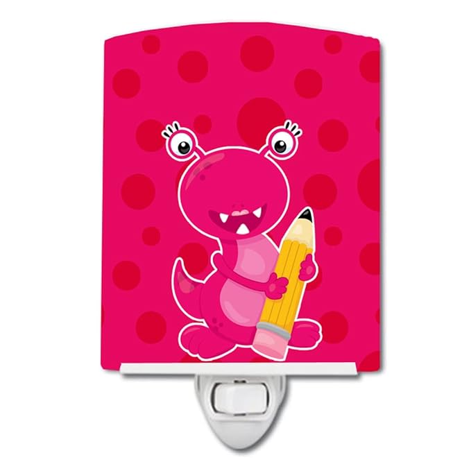 Caroline's Treasures BB8864CNL Monster Pink Ceramic Night Light Compact, UL-Certified, Ideal for Bedroom, Bathroom, Nursery, Hallway, Kitchen, 6x4x3, Multicolor