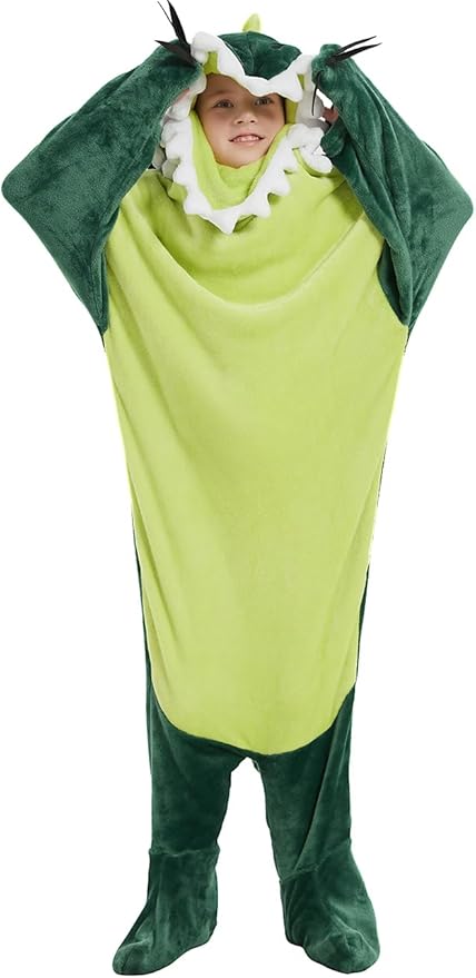 NAFLEAP Wearable Blanket Hoodie kids Shark Dinosaur Onesie Costume Sleep Bag Gifts for Girls