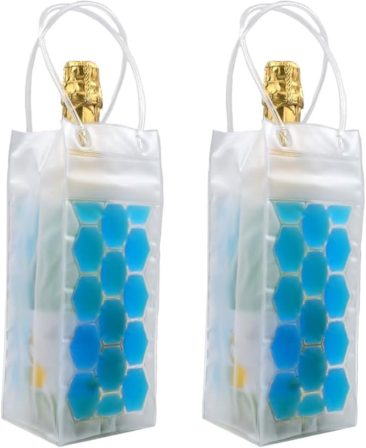 Wine Cooler Bag, Ice Bag for Wine Beer Bottle (2 Pack) Instant Cooling and Keeps Your Drink Cold Keep Cool and Chill Champagne Wine (Blue (2 Pack))