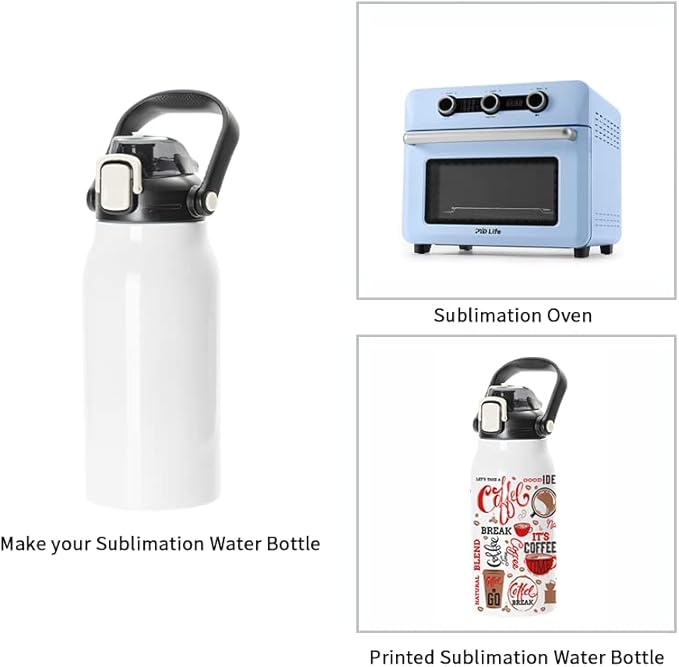 PYD Life Sublimation Water Bottles Vacuum Flasks 44 OZ White with Portable Sippy Up Lid and Straw Large Stainless Steel Travel Tumblers Cups Mugs for Tumbler Heat Press 2 Pack