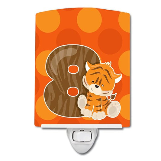 Caroline's Treasures BB9015CNL Zoo Month 8 Tiger Ceramic Night Light Compact, UL-Certified, Ideal for Bedroom, Bathroom, Nursery, Hallway, Kitchen, 6x4x3, Multicolor