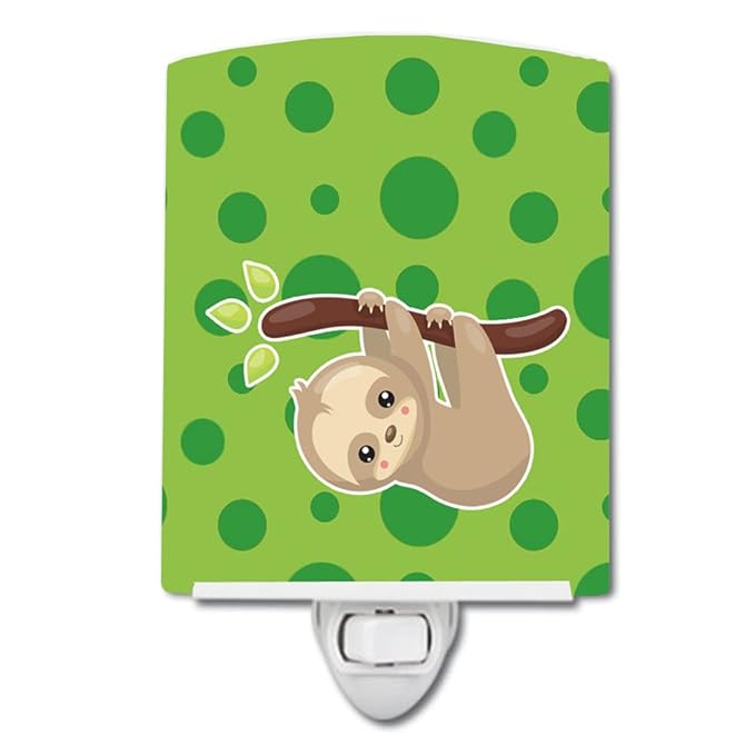 Caroline's Treasures BB9032CNL Sloth Ceramic Night Light Compact, UL-Certified, Ideal for Bedroom, Bathroom, Nursery, Hallway, Kitchen, 6x4x3, Multicolor