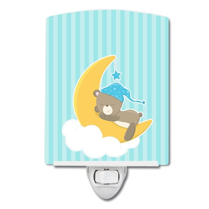 Caroline's Treasures BB8616CNL Baby Boy Bear Sleeping Ceramic Night Light Compact, UL-Certified, Ideal for Bedroom, Bathroom, Nursery, Hallway, Kitchen, 6x4x3, Multicolor