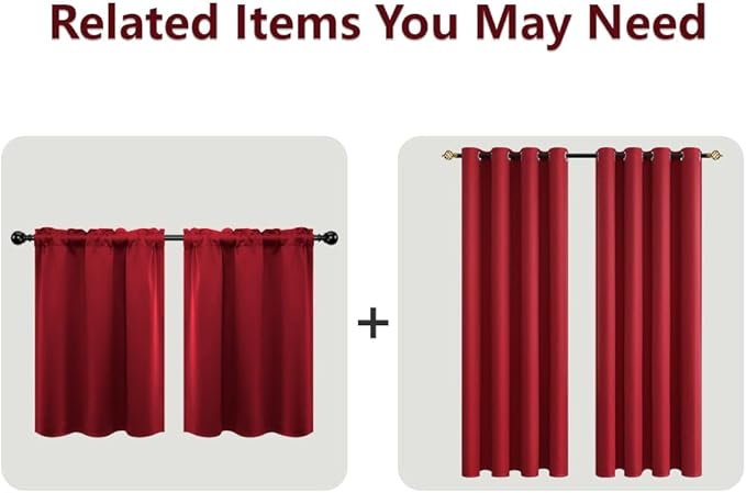 Mrs.Naturall Red Curtains for Bedroom 84 Inch Length 2 Panels Set Blackout Grommet Window Black Out Luxury Curtains for Living Room 84 Inches Long,Rose Colored