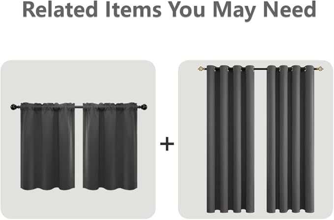 Mrs.Naturall Dark Grey Curtains 52x108 Inch Length for Living Room 2 Panels Set Blackout Drapes for Bedroom 108 Inches Long