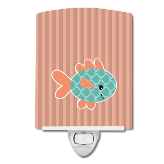 Caroline's Treasures BB7118CNL Fish Ceramic Night Light Compact, UL-Certified, Ideal for Bedroom, Bathroom, Nursery, Hallway, Kitchen, 6x4x3, Multicolor