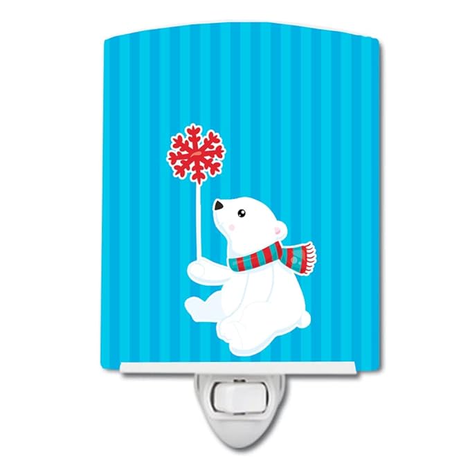 Caroline's Treasures BB8983CNL Polar Bear Ceramic Night Light Compact, UL-Certified, Ideal for Bedroom, Bathroom, Nursery, Hallway, Kitchen, 6x4x3, Multicolor