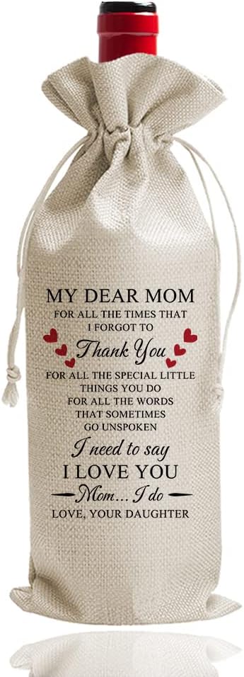 Wine Bag,, Mothers Day Wine Bag, Mother's Gifts for Mom from Daughter Son, Gifts for Mom, Mom Birthday Gift, (DL089)