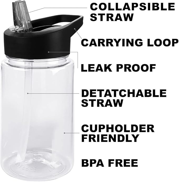 LOGOVISION Sesame Street Kids Tritan Plastic Water Bottle with Straw Lid and Handle, Reusable Tumbler for Toddlers, Unisex for Girls and Boys, 12oz, Big Bird