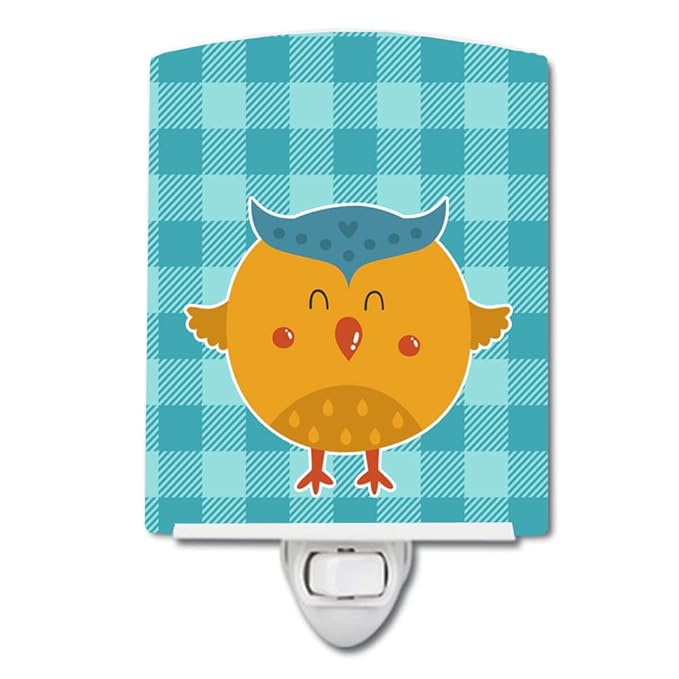 Caroline's Treasures BB6732CNL Wise Owl Ceramic Night Light Compact, UL-Certified, Ideal for Bedroom, Bathroom, Nursery, Hallway, Kitchen, 6x4x3, Multicolor