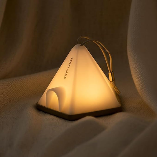 Portable Tent Night Light, with Lanyard for Easy Hanging, USB Rechargeable LED Desk Lamp with 6 Modes Adjustable, Camping Mini Nightlight, Bedroom Bedside Lamp with Timing Function