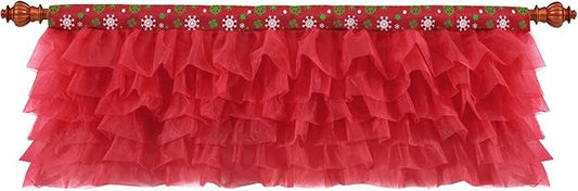 Red Valance Tulle Valance Curtains for Kitchen Girl Bedroom Windows Baby Living Room Nursery Door Bathroom Christmas Decorations 52" × 16"