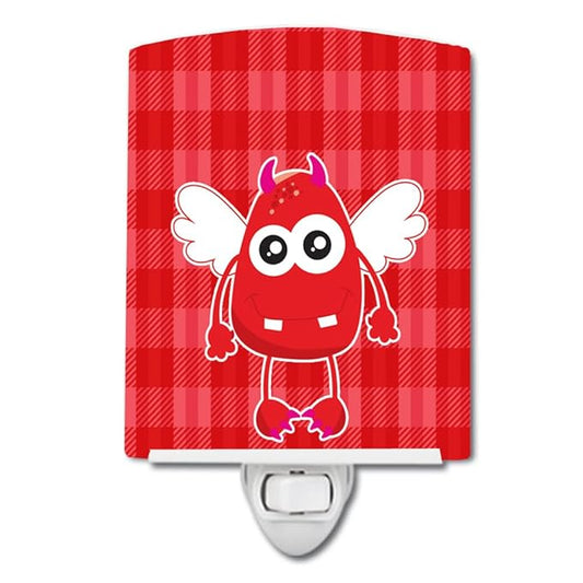 Caroline's Treasures BB9124CNL Cupid Monster Angel on Plaid #4 Ceramic Night Light Compact, UL-Certified, Ideal for Bedroom, Bathroom, Nursery, Hallway, Kitchen, 6x4x3, Multicolor