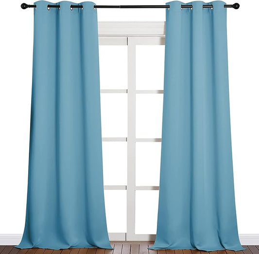 NICETOWN Room Darkening Curtain Panels - Toddler Boy Bedroom Drapes with Grommet, Energy Smart Window Treatment Curtains(Teal Blue, 42 inches W x 90 inches L, 2 Panels)
