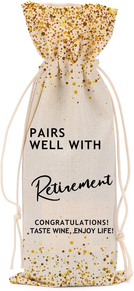 CVYW Wine Accessory Sets 325 Retirement Gifts Congratulations Gift Wine Bag Retired Gifts for Women Men Friend Coworker Grandma Bestie Lady Ideas for Retirement Wine Bags Christmas Birthday
