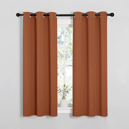 NICETOWN Blackout Halloween Draperies Curtains for Girls Room, Nursery Essential Thermal Insulated Grommet Top Blackout Panels (Burnt Orange, 1 Pair, 34 x 54 inches)