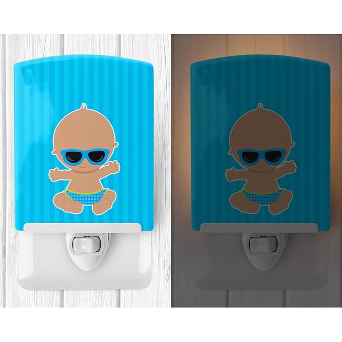 Caroline's Treasures BB8652CNL Beach Baby Boy Sunglasses Ceramic Night Light Compact, UL-Certified, Ideal for Bedroom, Bathroom, Nursery, Hallway, Kitchen, 6x4x3, Multicolor