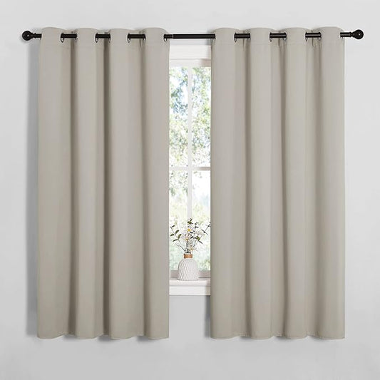 NICETOWN Room Darkening Curtain Panels for Cafe, Thermal Insulated Grommet Room Darkening Draperies/Drapes for Window (Natural, 2 Panels, W55 x L68 -inch)