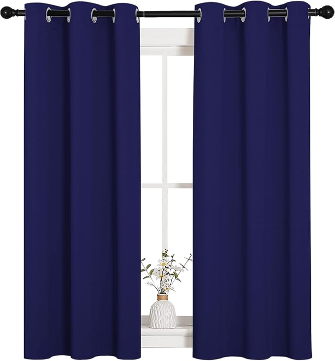 NICETOWN Blackout Curtain Panels, Window Treatment Energy Saving Thermal Insulated Solid Grommet Blackout Drapes/Draperies (Royal Blue, 1 Pair, 34 by 54)