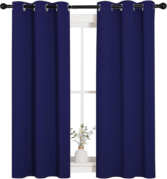 NICETOWN Blackout Curtain Panels, Window Treatment Energy Saving Thermal Insulated Solid Grommet Blackout Drapes/Draperies (Royal Blue, 1 Pair, 34 by 54)