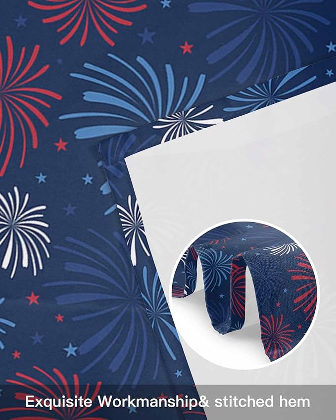 July 4th Kitchen Curtains Valances for Windows Fireworks Celebrate Patriotic Americana Stars Rod Pocket Window Treatment for Kitchen/Living Room/Bedroom/Bathroom, 60" X 18", Red, White and Blue