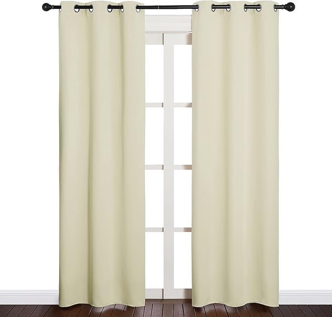 NICETOWN Blackout Curtains for Bedroom, Thermal Insulated Curtains & Drapes with Grommet Top for Living Room, Privacy Window Treatment Draperies (Beige, 34 W by 84 L, Set of 2)