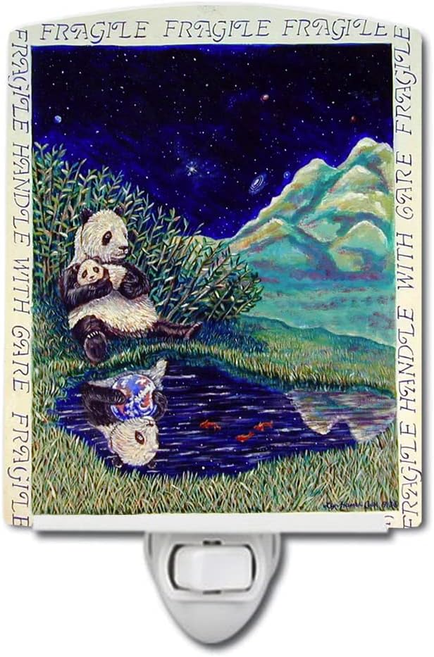 Caroline's Treasures 7114CNL Panda Bear with Baby Ceramic Night Light Compact, UL-Certified, Ideal for Bedroom, Bathroom, Nursery, Hallway, Kitchen, 6x4x3, Multicolor