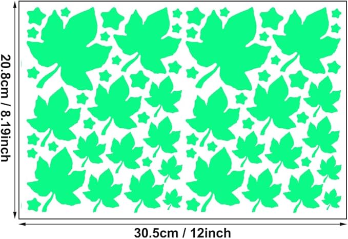 Glow in the Dark Leaf Wall Stickers for Sweet Home,52pcs PET Exquisite Plant Stickers for Bedrooms, Leaf Stickers wall decals for Boys and Girls Room, Cute Plant Decals Stickers for Room Walls(Leaf 5)