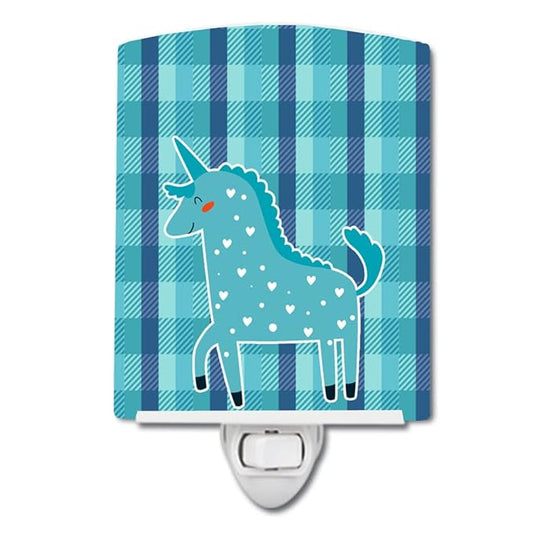Caroline's Treasures BB6740CNL Unicorn in Plaid Ceramic Night Light Compact, UL-Certified, Ideal for Bedroom, Bathroom, Nursery, Hallway, Kitchen, 6x4x3, Multicolor