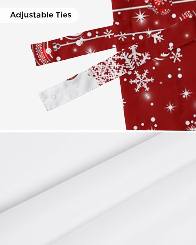 Red Christmas Blackout Tie Up Valance Curtains for Kitchen Windows White Xmas Tree Snowflakes Red Balls Window Toppers Balloon Shades for Living Room/Bathroom/Bedroom,1 Panel, 42" X 12", Winter