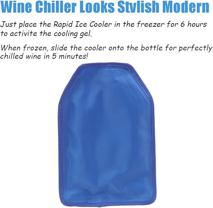 Wine Cooler Sleeve, Wine Bottle Chill Cooler Ice Pack Sleeve- Freezer Sleeve- Vodka- Tequila Chiller- Cooler- Carrier (Blue)