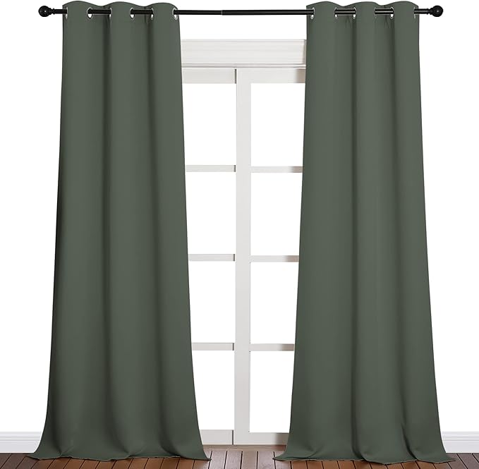 NICETOWN Room Darkening Curtain Panels - Toddler Boy Bedroom Drapes with Grommet Top, Energy Smart Window Treatment Curtains(Dark Mallard, 42 inches W x 90 inches L, 2 Panels)
