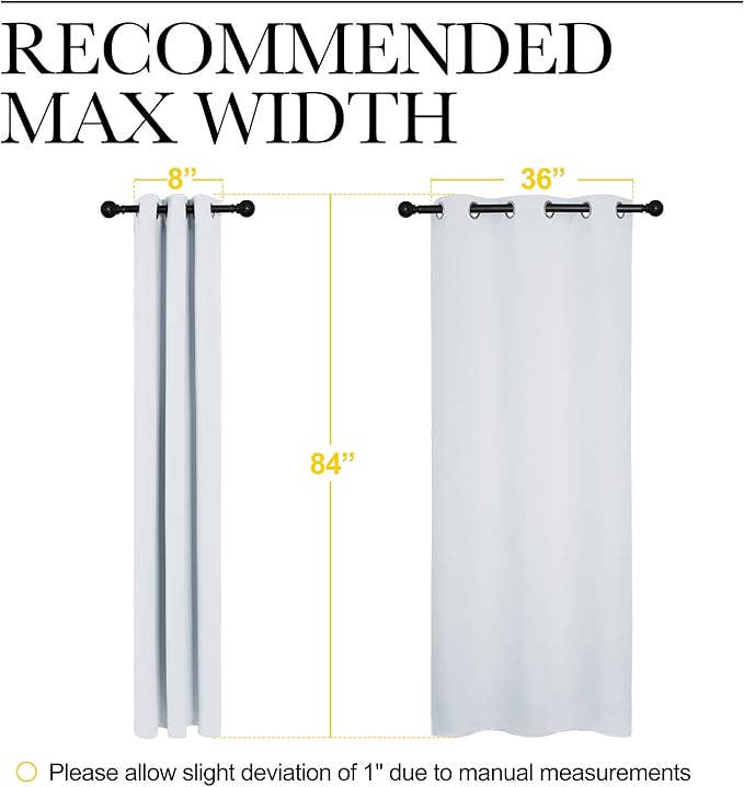 NICETOWN Easy Care Solid Thermal Insulated Grommet Room Darkening Curtains/Drapes for Bedroom (2 Panels, 42 by 84, Light Grey-Greyish White)