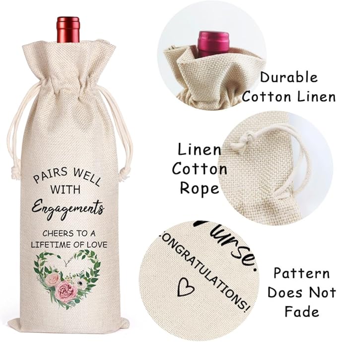 LANBAIHE Engagements Wine Bag, Gift for Getting Engaged, Couple, Gifts For Bride, Engagements, Wedding Wine Gift Bag