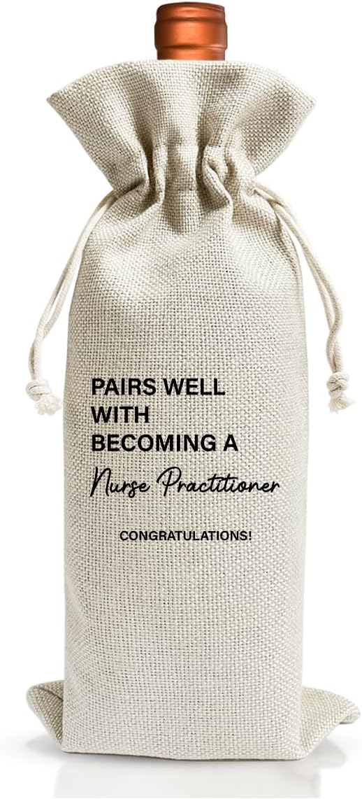 Nurse Practitioner Wine Bags Gift For Nurse Practitioner Gift, Nurse Graduation, Nursing School, Nurse Christmas Gifts, Funny Nurse Appreciation Gifts, Linen Wine Gift Bag