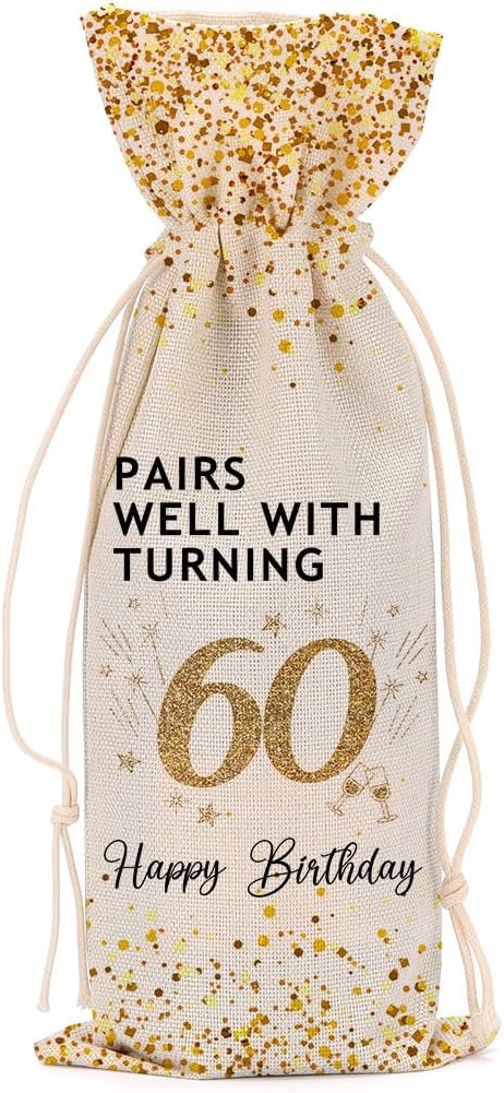 60th Birthday Decorations for Women Wine Bag 60th Birthday Gifts Ideas 60th Birthday Party Favors for Men Coworkers Lady Friend Bestie Him Anniversary Wine Bags