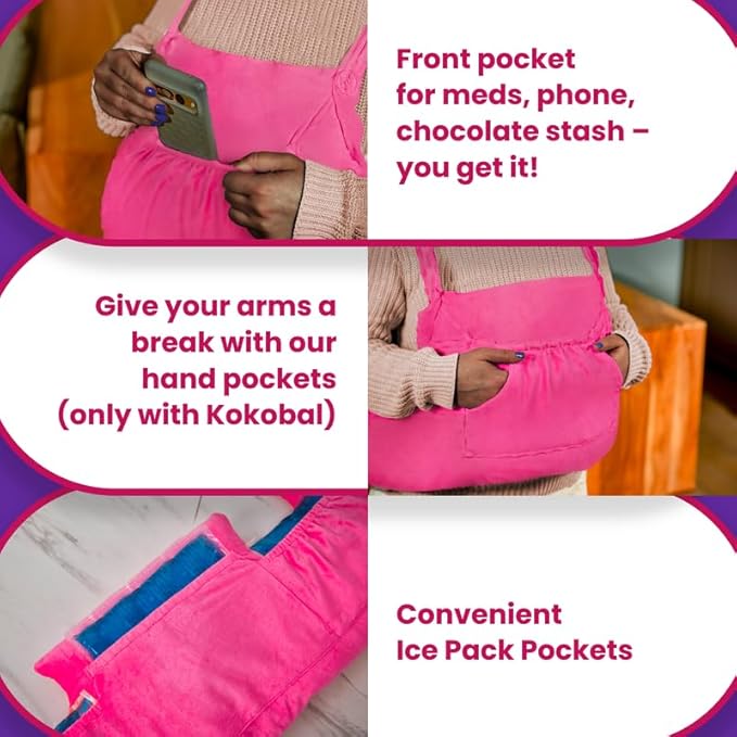 Mastectomy Pillow Post Op Pillow for Breast Surgery Recovery | Choose The Color for You | Hand Ice-Pack Pockets | Converts to Cloud Soft Cushion (Fuchsia Elegance)