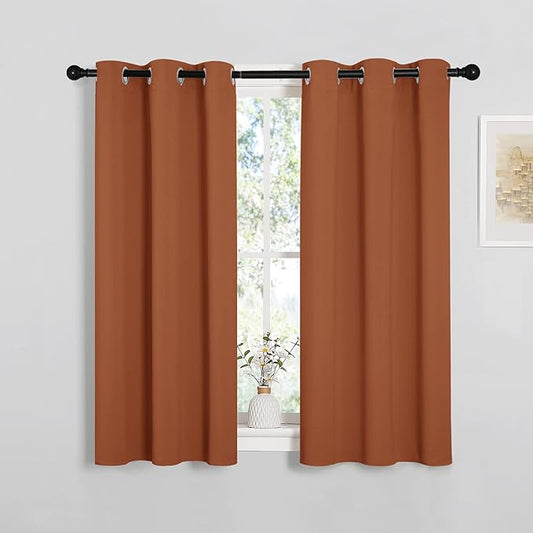 NICETOWN Halloween Window Curtains Blackout Drapes, Thermal Insulated Christmas Decorative Blackout Curtains/Draperies for Laundry Room (One Pair, 34 by 45-inch, Burnt Orange)