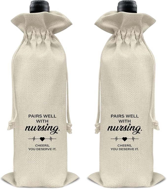 HOIJAUMAI Nurse Graduation Gifts Nursing Graduation Wine Bag Pairs Well with Nursing Wine Gift Bags for Women