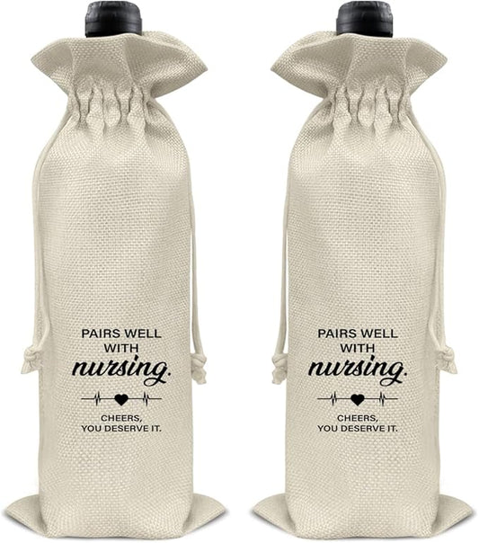 HOIJAUMAI Nurse Graduation Gifts Nursing Graduation Wine Bag Pairs Well with Nursing Wine Gift Bags for Women