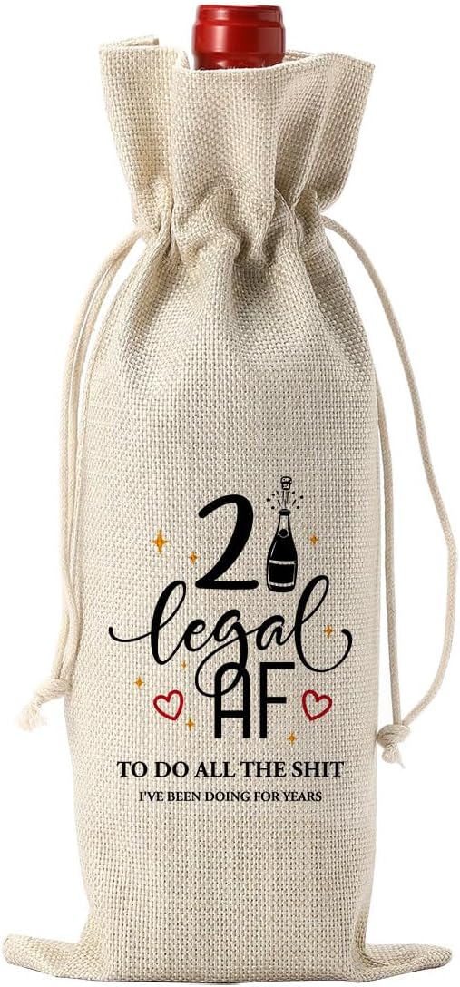 Funny 21st Birthday Wine Bag, 21st Birthday Party Decorations for Her, 21st Birthday Gifts for Her Wine Bag, 21 Year Old Birthday Gifts for Her Women Sister Friends Wine Gift Bag