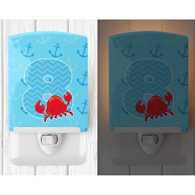 Caroline's Treasures BB8879CNL Nautical Month 8 Ceramic Night Light Compact, UL-Certified, Ideal for Bedroom, Bathroom, Nursery, Hallway, Kitchen, 6x4x3, Multicolor