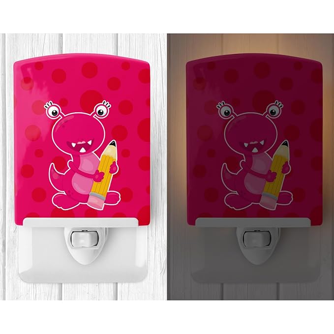 Caroline's Treasures BB8864CNL Monster Pink Ceramic Night Light Compact, UL-Certified, Ideal for Bedroom, Bathroom, Nursery, Hallway, Kitchen, 6x4x3, Multicolor