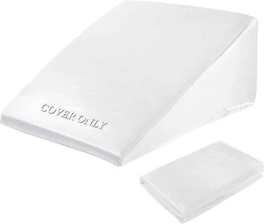 HOMBYS Satin Bed Wedge Pillow Cover Silky & Smooth Wedge Pillowcase 1 Pack 24x24x10, Soft & Breathable, Removable & Machine Washable-Zipper Design (Pillow Not Include),White