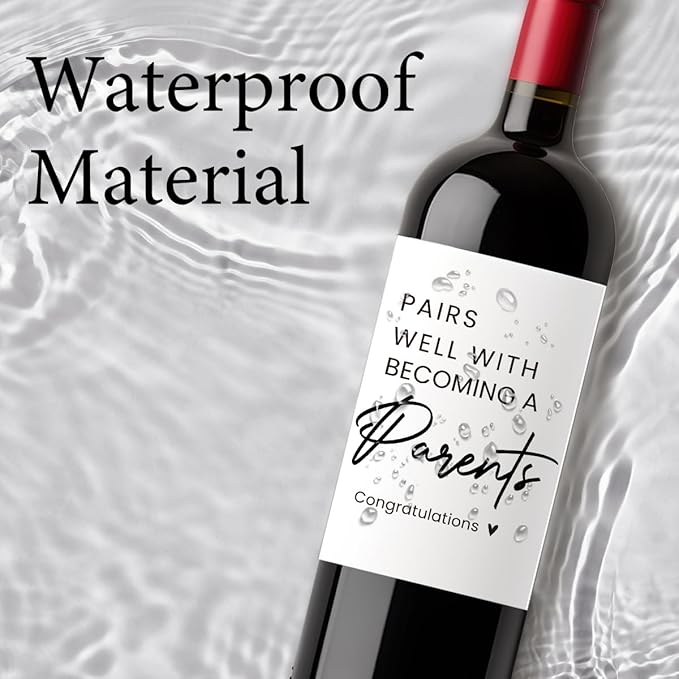 8 Pcs Parents Pregnancy Baby Announcement Wine Labels, Funny Pregnancy Baby Announcement Gifts for New Parents Wine Bottle Stickers Labels, Pairs Well With Becoming A Parents Wine Labels