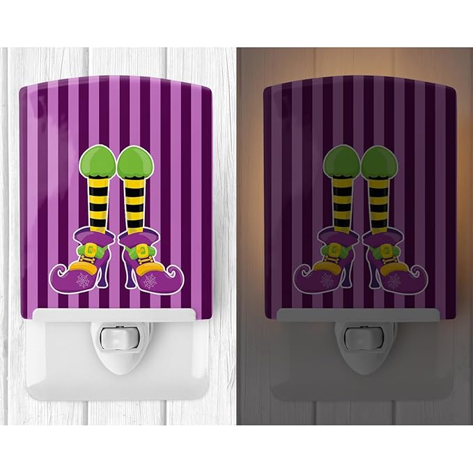 Caroline's Treasures BB9103CNL Halloween Witches Legs Ceramic Night Light Compact, UL-Certified, Ideal for Bedroom, Bathroom, Nursery, Hallway, Kitchen, 6x4x3, Multicolor