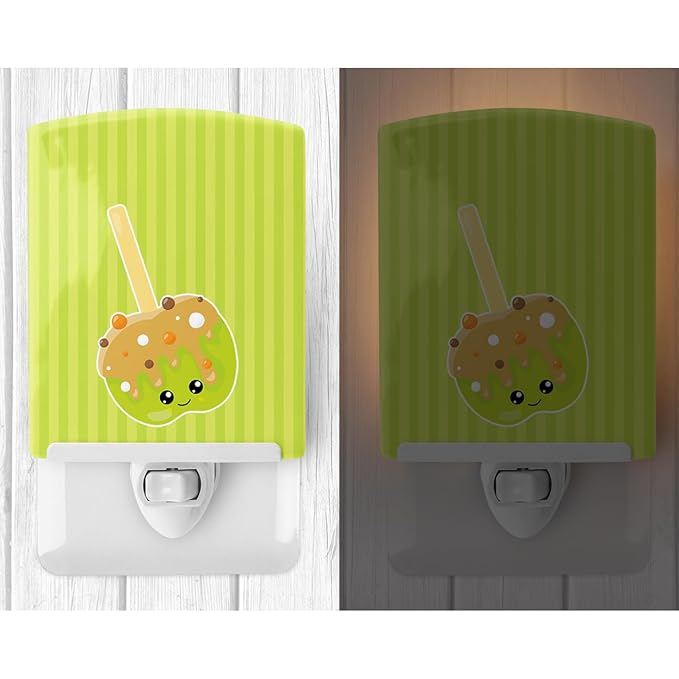 Caroline's Treasures BB8763CNL Fall Carmel Apple Ceramic Night Light Compact, UL-Certified, Ideal for Bedroom, Bathroom, Nursery, Hallway, Kitchen, 6x4x3, Multicolor