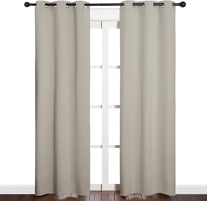 NICETOWN Blackout Curtains for Bedroom, Thermal Insulated Curtains & Drapes with Grommet Top for Living Room, Privacy Window Treatment Draperies (Natural, 34 W by 84 L, Set of 2)