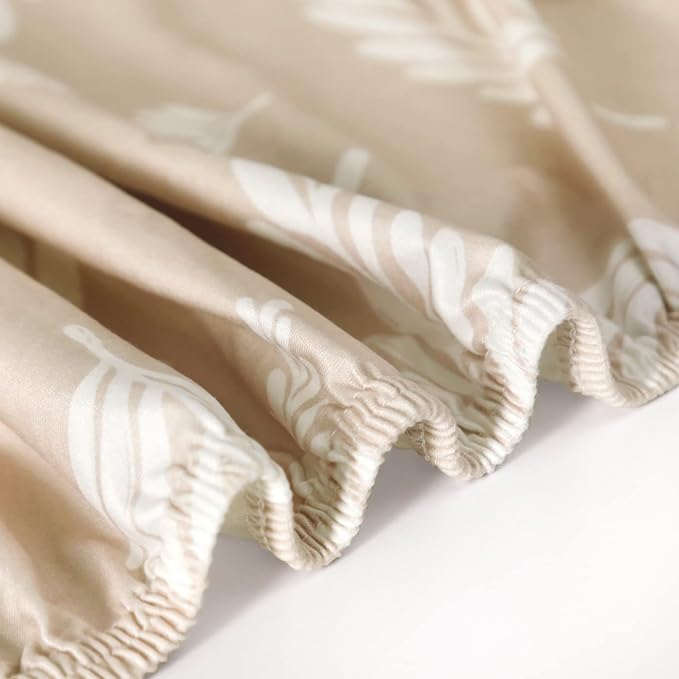 GRSSDER Stretchy Ultra Soft Jersey Knit Fitted Pack n Play Sheets Set 2 Pack, Neutral Portable/Mini Cribs Sheets, Fit Playards Mattress Pads Safe and Snug, Stylish Pretty Flora for Baby, Beige