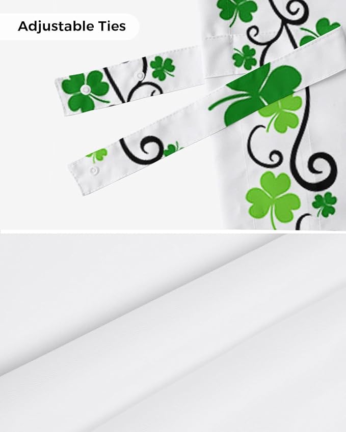St. Patrick's Day Blackout Tie Up Valance Curtains for Kitchen Windows Green Shamrock Irish Clover Window Toppers Balloon Shades for Living Room/Bathroom/Bedroom,1 Panel, 42" X 18" Spring Holiday
